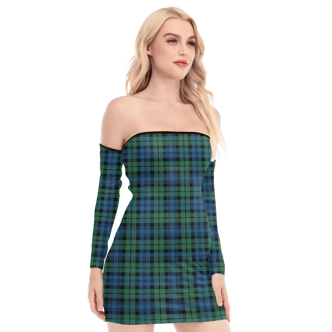 Campbell Ancient 02 Tartan Plaid Off-Shoulder Back Lace-Up Dress