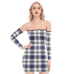 Hannay Modern Tartan Plaid Off-Shoulder Back Lace-Up Dress