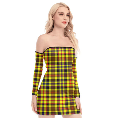 Jardine Tartan Plaid Off-Shoulder Back Lace-Up Dress