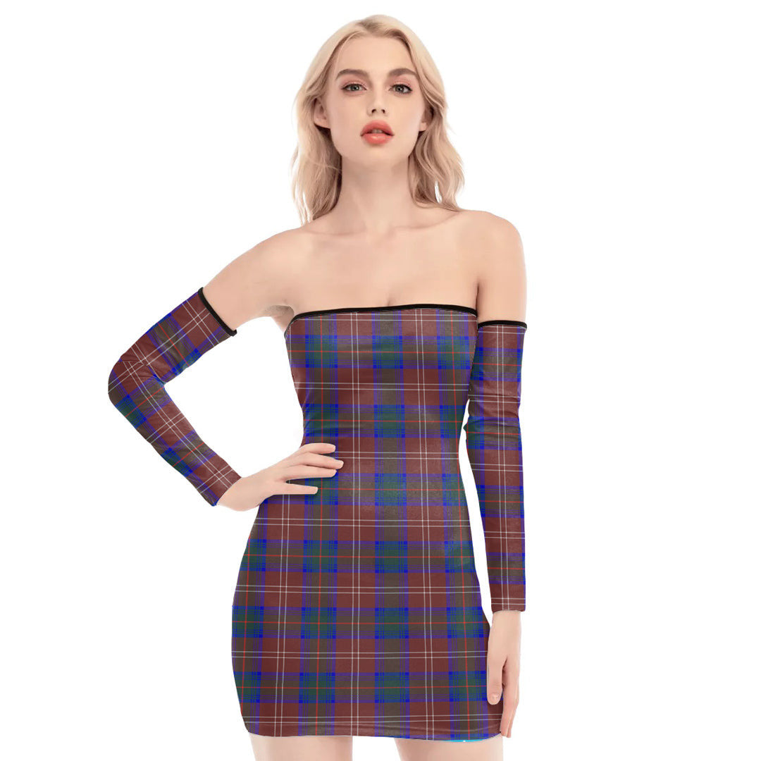 Chisholm Hunting Modern Tartan Plaid Off-Shoulder Back Lace-Up Dress