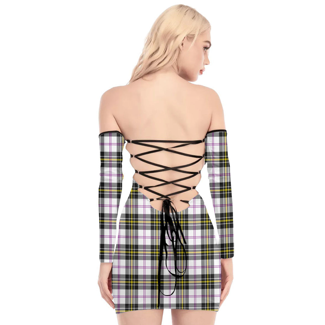 MacPherson Dress Modern Tartan Plaid Off-Shoulder Back Lace-Up Dress