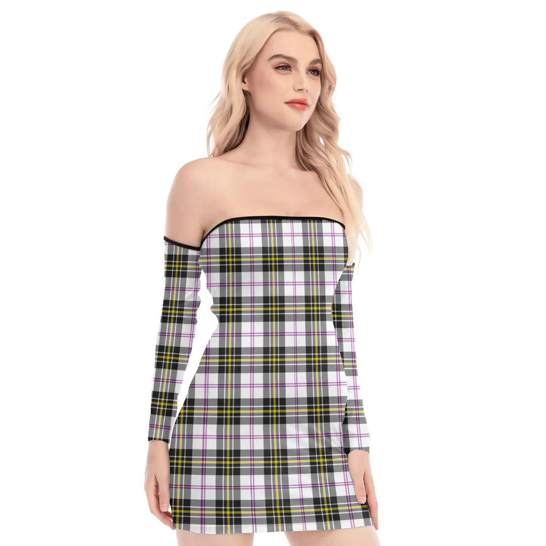 MacPherson Dress Modern Tartan Plaid Off-Shoulder Back Lace-Up Dress