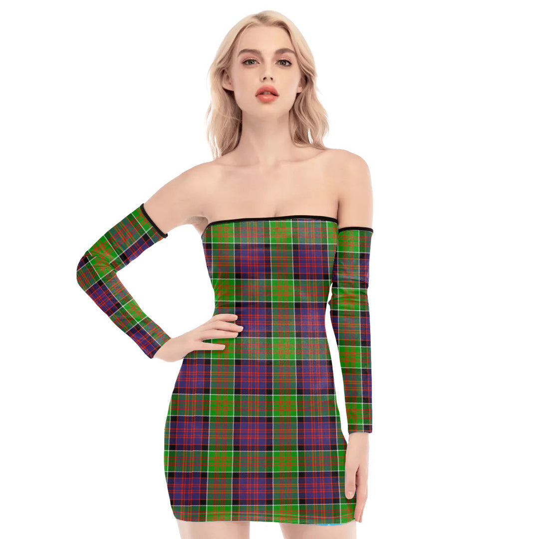 MacDonald of Clanranald Tartan Plaid Off-Shoulder Back Lace-Up Dress