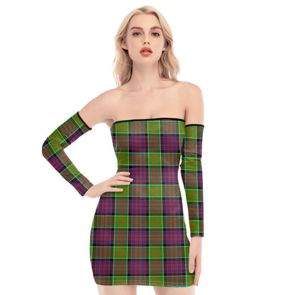 MacDonald of Clanranald Tartan Plaid Off-Shoulder Back Lace-Up Dress