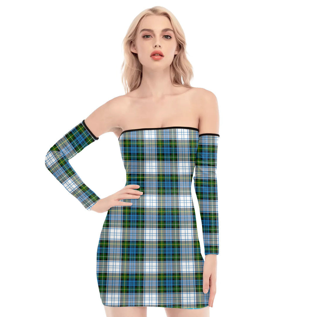 Campbell Dress Tartan Plaid Off-Shoulder Back Lace-Up Dress