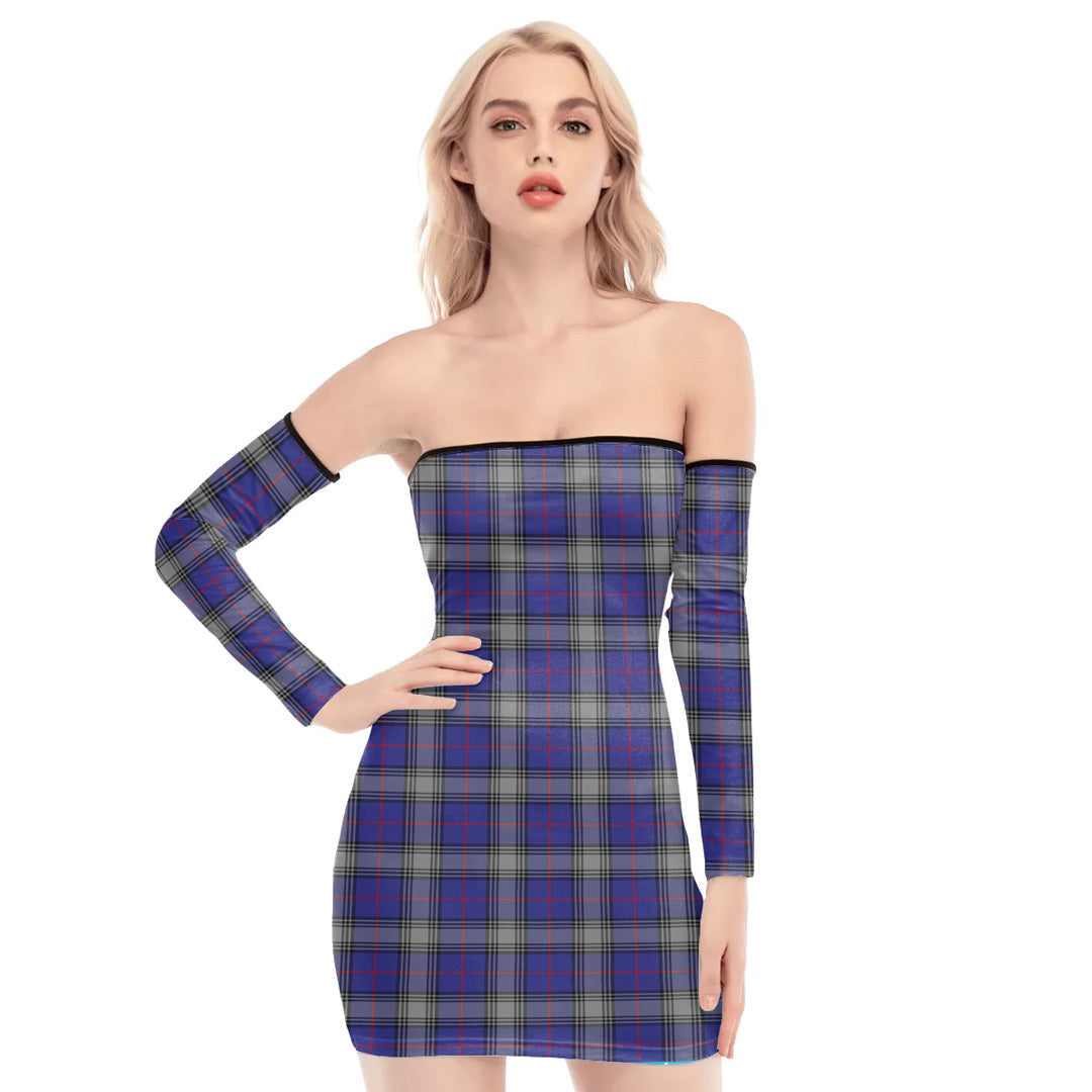 Kinnaird Tartan Plaid Off-Shoulder Back Lace-Up Dress