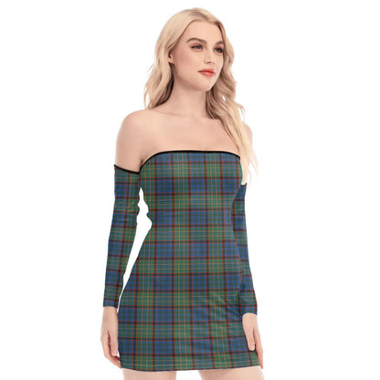 Nicolson Hunting Ancient Tartan Plaid Off-Shoulder Back Lace-Up Dress