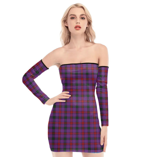 Montgomery Modern Tartan Plaid Off-Shoulder Back Lace-Up Dress