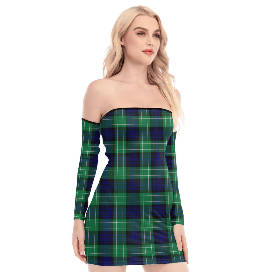 Abercrombie Tartan Plaid Off-Shoulder Back Lace-Up Dress