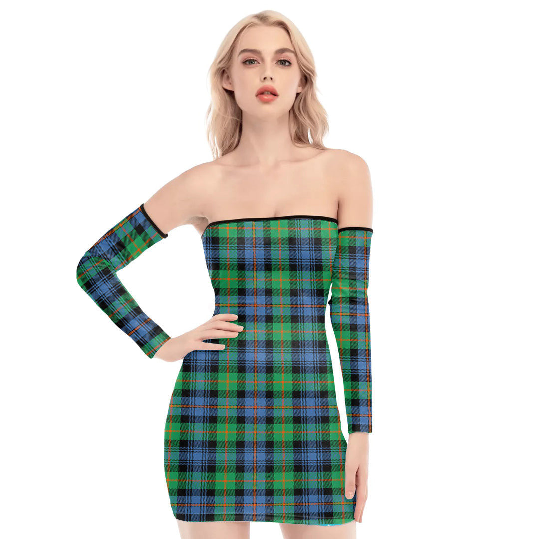 Murray of Atholl Ancient Tartan Plaid Off-Shoulder Back Lace-Up Dress