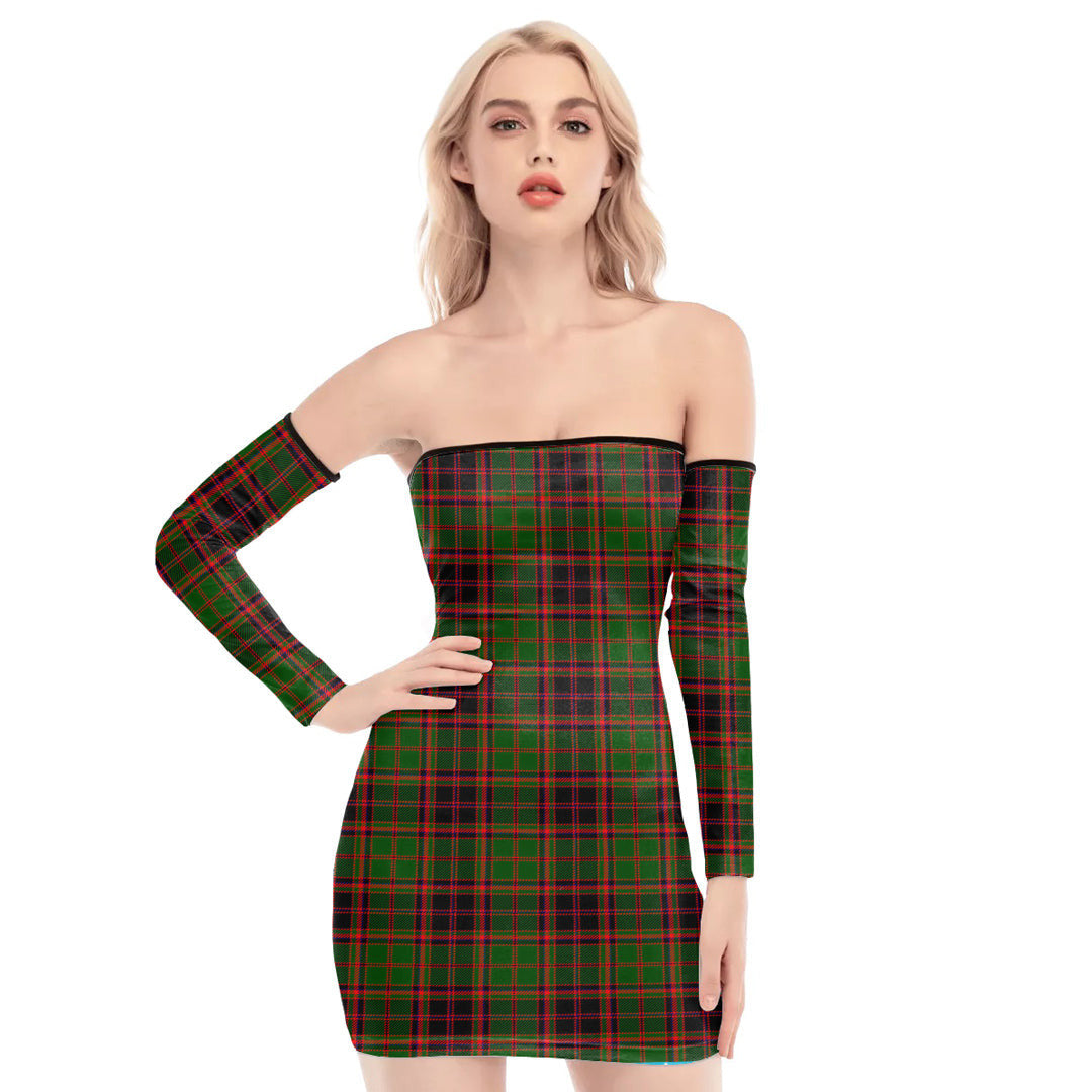 Buchan Modern Tartan Plaid Off-Shoulder Back Lace-Up Dress