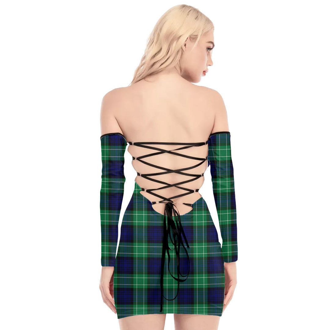 Abercrombie Tartan Plaid Off-Shoulder Back Lace-Up Dress