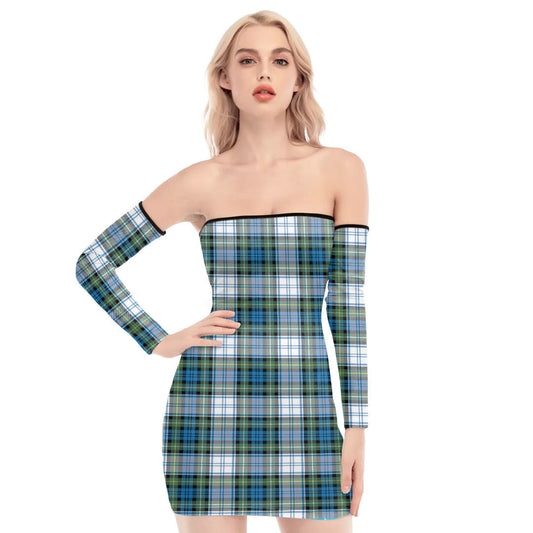 Campbell Dress Ancient Tartan Plaid Off-Shoulder Back Lace-Up Dress