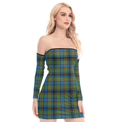 Gillies Ancient Tartan Plaid Off-Shoulder Back Lace-Up Dress