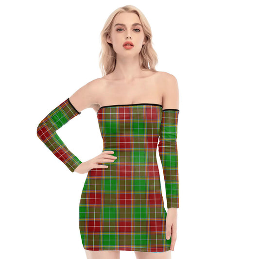 Baxter Modern Tartan Plaid Off-Shoulder Back Lace-Up Dress