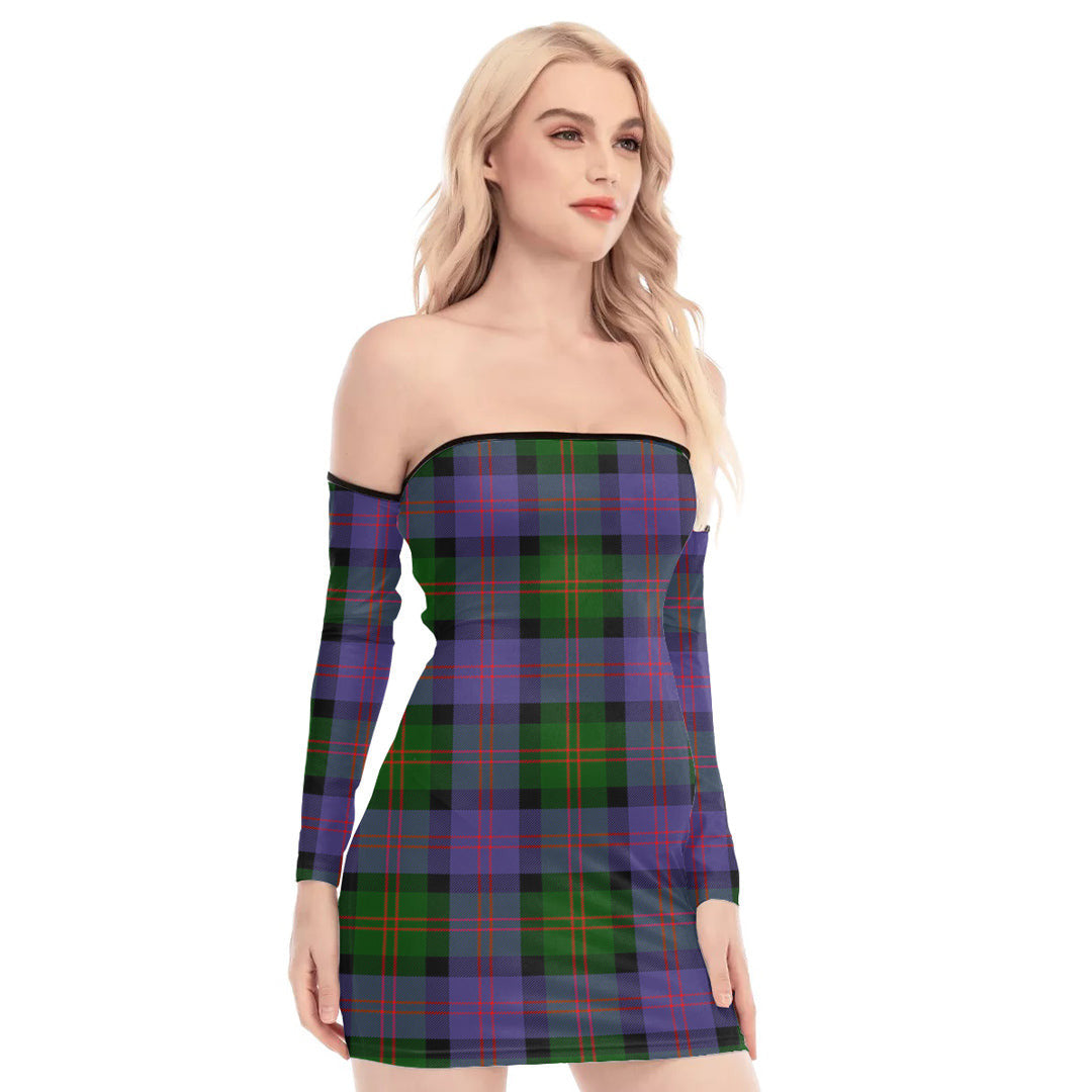 Blair Modern Tartan Plaid Off-Shoulder Back Lace-Up Dress