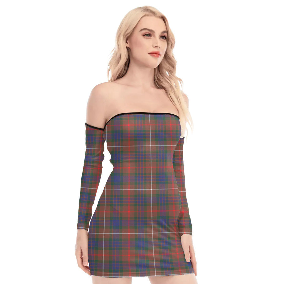 Fraser Hunting Modern Tartan Plaid Off-Shoulder Back Lace-Up Dress