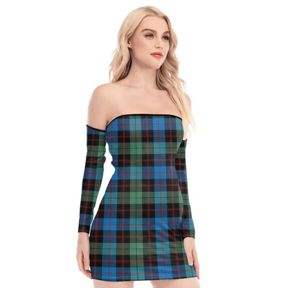 Guthrie Ancient Tartan Plaid Off-Shoulder Back Lace-Up Dress