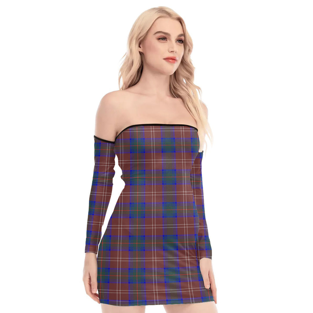 Chisholm Hunting Modern Tartan Plaid Off-Shoulder Back Lace-Up Dress