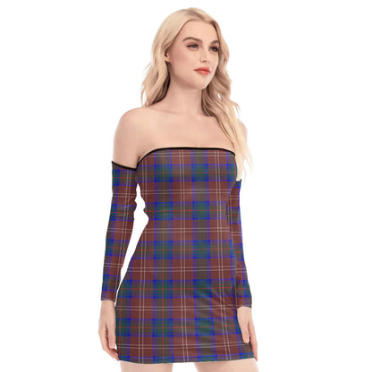 Chisholm Hunting Modern Tartan Plaid Off-Shoulder Back Lace-Up Dress