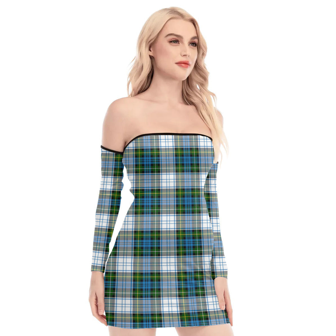 Campbell Dress Tartan Plaid Off-Shoulder Back Lace-Up Dress