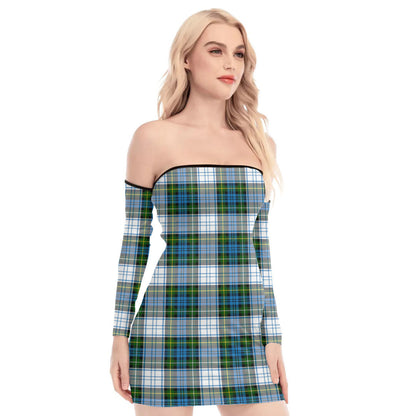 Campbell Dress Tartan Plaid Off-Shoulder Back Lace-Up Dress