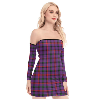 Montgomery Modern Tartan Plaid Off-Shoulder Back Lace-Up Dress