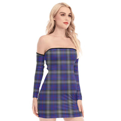 Kinnaird Tartan Plaid Off-Shoulder Back Lace-Up Dress