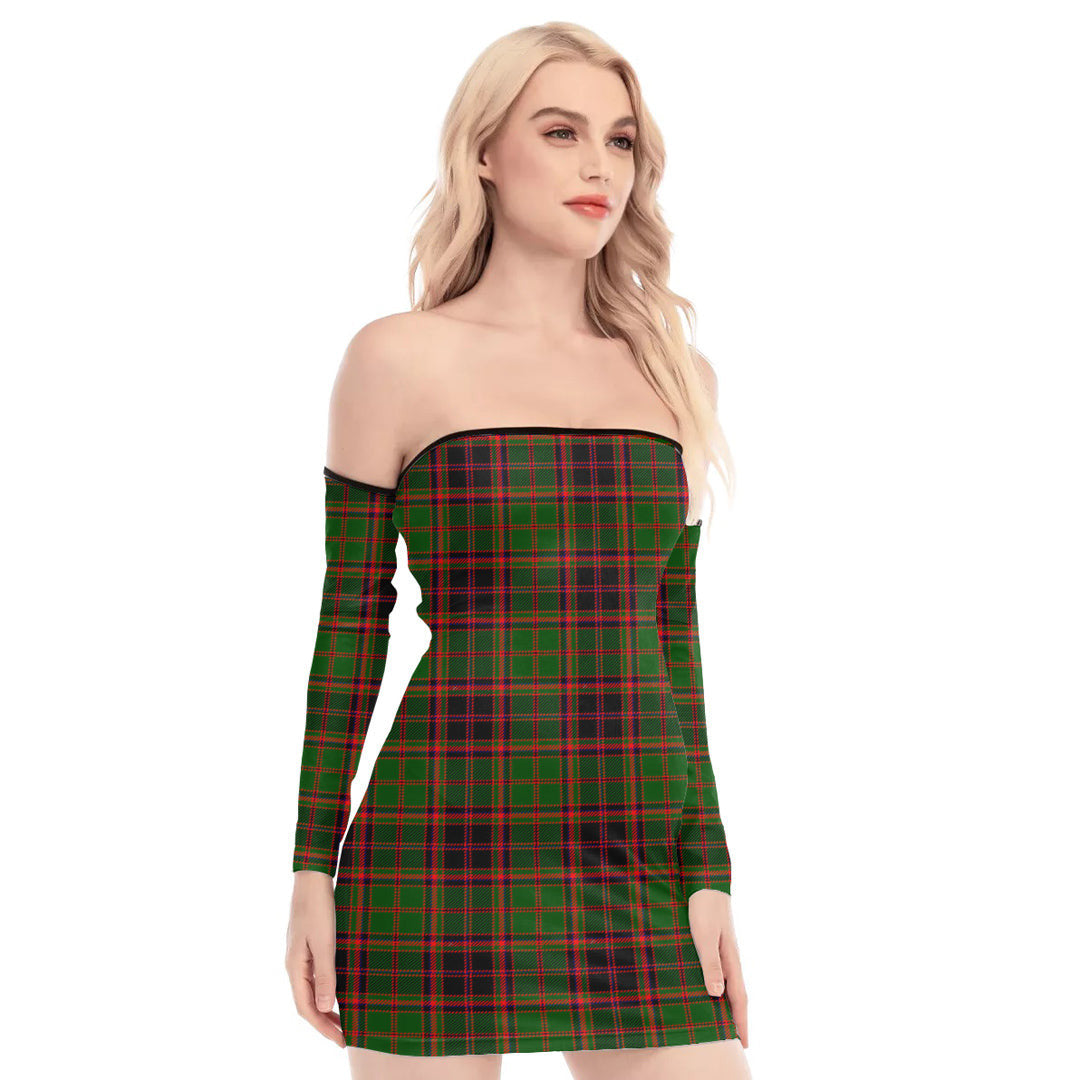 Buchan Modern Tartan Plaid Off-Shoulder Back Lace-Up Dress