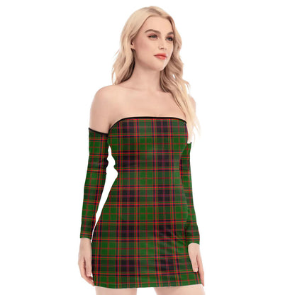 Buchan Modern Tartan Plaid Off-Shoulder Back Lace-Up Dress