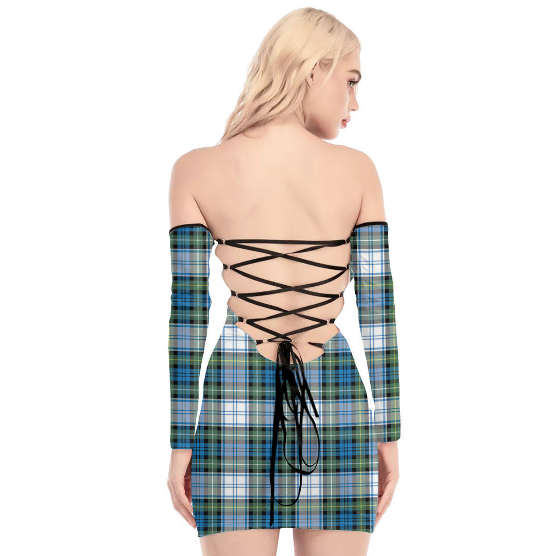 Campbell Dress Ancient Tartan Plaid Off-Shoulder Back Lace-Up Dress