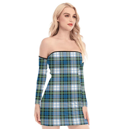 Campbell Dress Ancient Tartan Plaid Off-Shoulder Back Lace-Up Dress