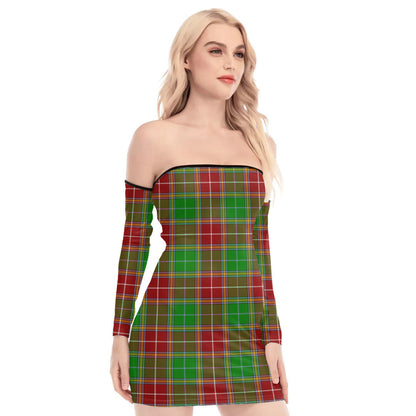 Baxter Modern Tartan Plaid Off-Shoulder Back Lace-Up Dress