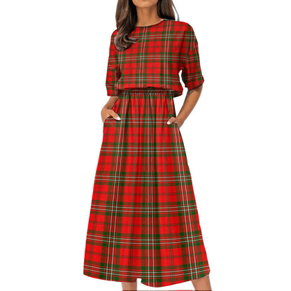 SCOTT MODERN Tartan Plaid Women's Elastic Waist Dress