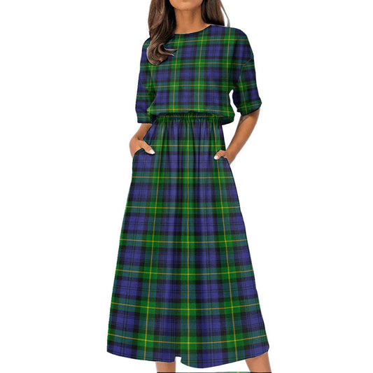 Gordon Modern Tartan Plaid Women's Elastic Waist Dress