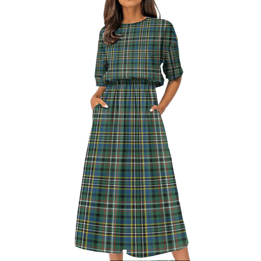 SCOTT GREEN ANCIENT Tartan Plaid Women's Elastic Waist Dress