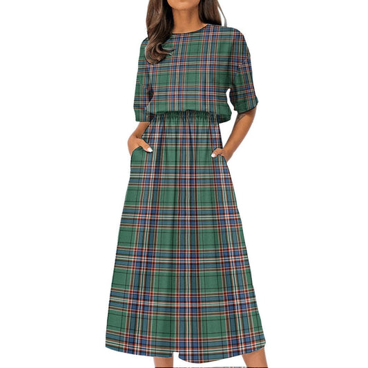 MacFarlane Hunting Ancient Tartan Plaid Women's Elastic Waist Dress