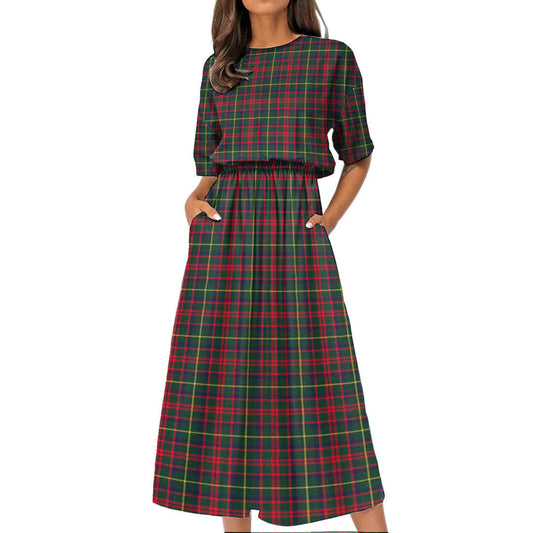 MacKintosh Hunting Modern Tartan Plaid Women's Elastic Waist Dress