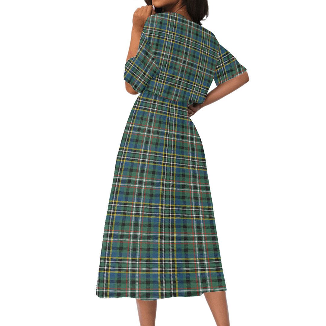 SCOTT GREEN ANCIENT Tartan Plaid Women's Elastic Waist Dress