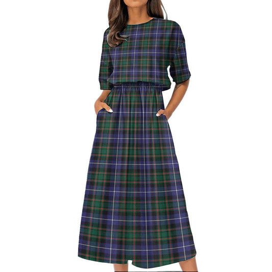 MacRae Hunting Modern Tartan Plaid Women's Elastic Waist Dress