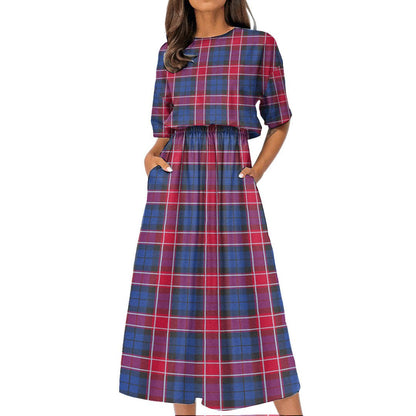 Graham of Menteith Red Tartan Plaid Women's Elastic Waist Dress