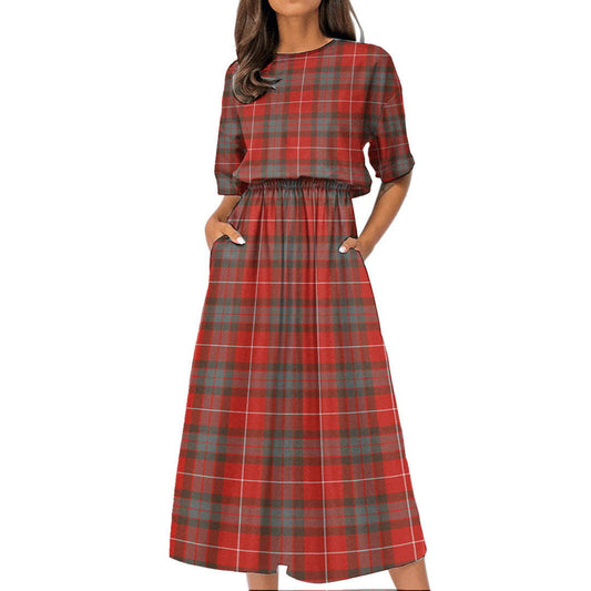 Fraser Weathered Tartan Plaid Women's Elastic Waist Dress