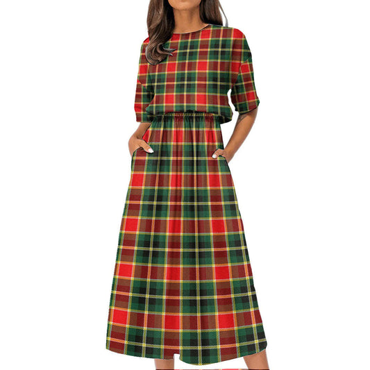 MacLachlan Hunting Modern Tartan Plaid Women's Elastic Waist Dress