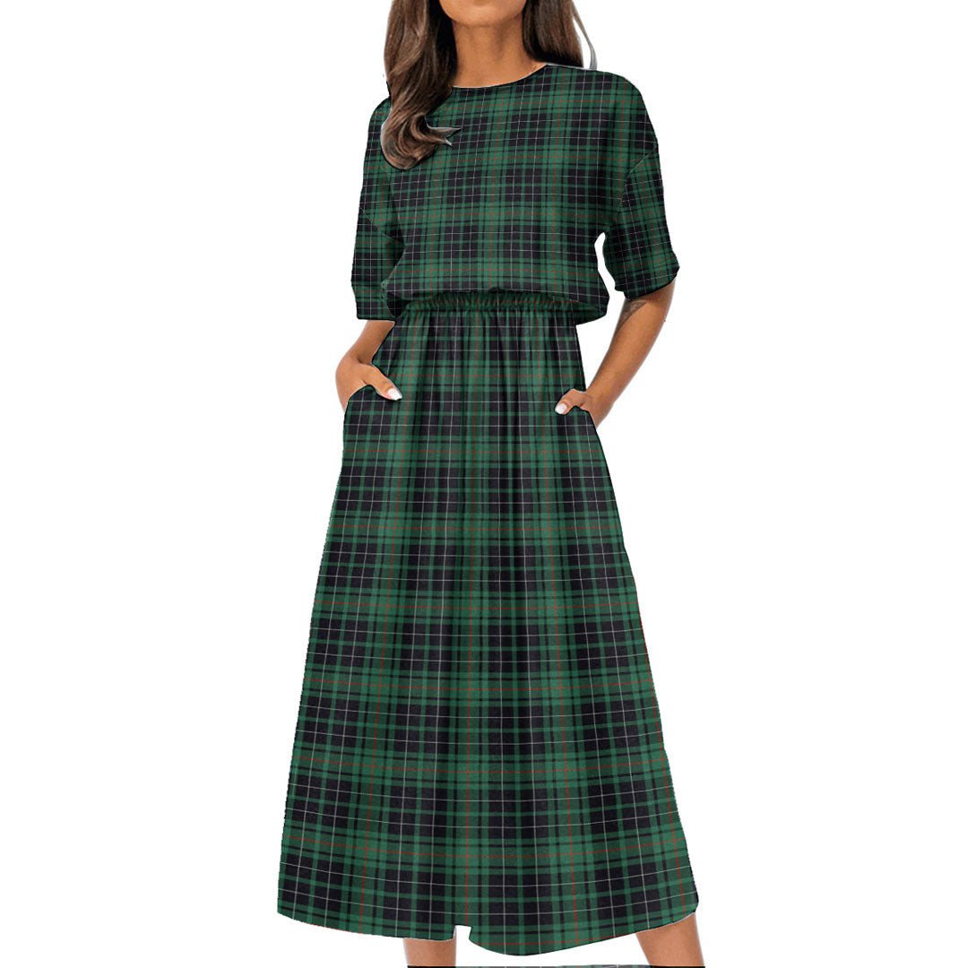 MacAulay Hunting Ancient Tartan Plaid Women's Elastic Waist Dress