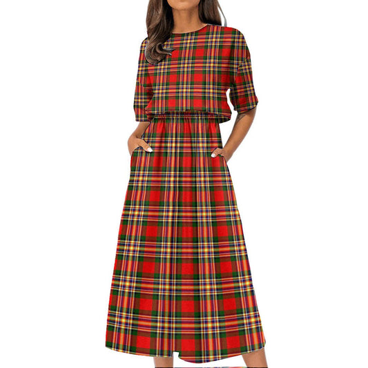 MacGill Modern Tartan Plaid Women's Elastic Waist Dress