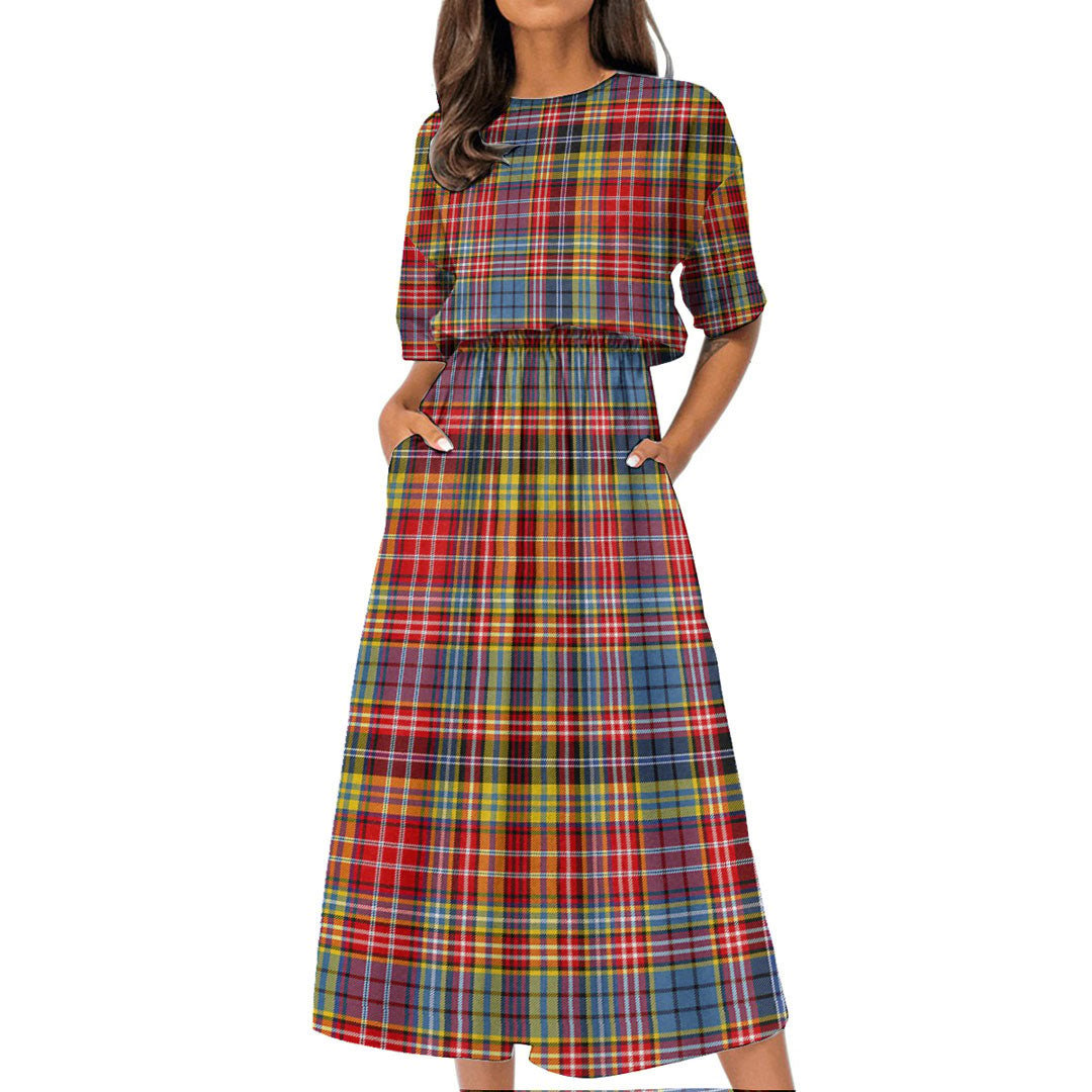 Drummond of Strathallan Tartan Plaid Women's Elastic Waist Dress