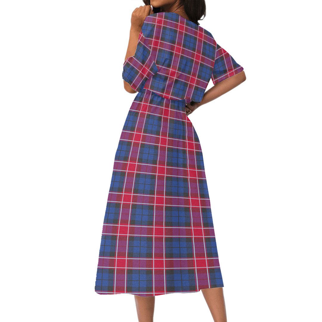 Graham of Menteith Red Tartan Plaid Women's Elastic Waist Dress