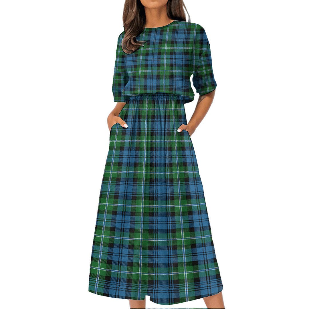 Lyon Tartan Plaid Tartan Plaid Women's Elastic Waist Dress