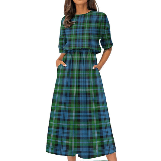 Lyon Tartan Plaid Tartan Plaid Women's Elastic Waist Dress