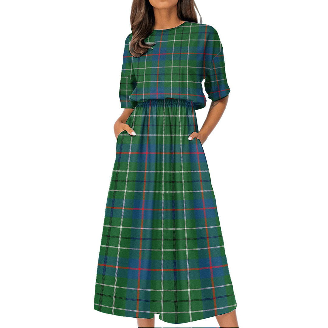 Duncan Ancient Tartan Plaid Women's Elastic Waist Dress